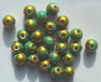 25 7mm Coated Turquoise with Gold Rounds
